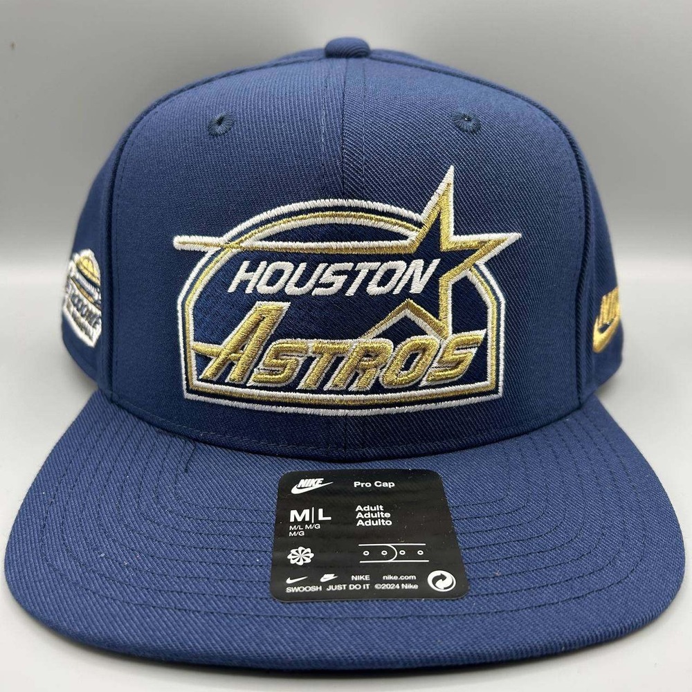 Houston Astros x Nike Pro Hat Men M-L Navy Blue Dri-Fit Snap Back Cap New